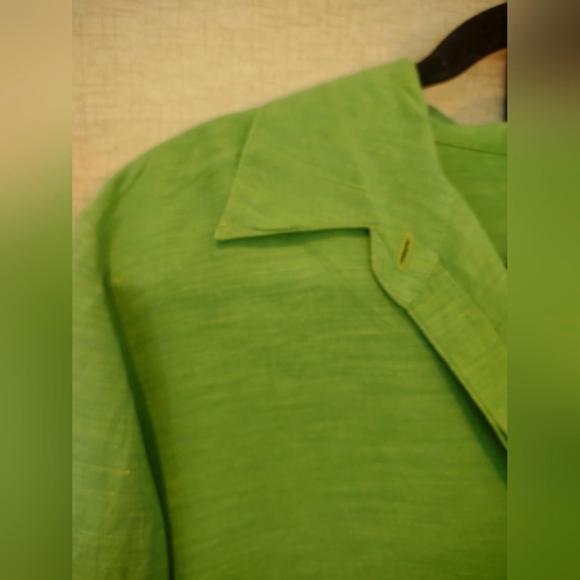 Silk Linen blend Green NORA NOH button up Shirt - Picture 3 of 4